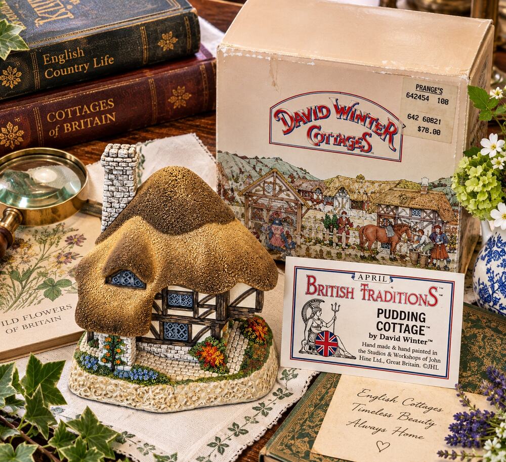 Vintage David Winter Pudding Cottage British Traditions Original Box
